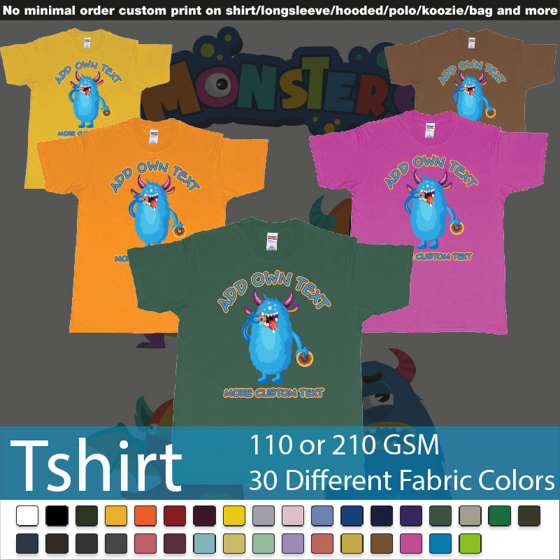 Dojo Monsters Blue Add Your Own Custom Text Roundneck Tshirt Samples On Demand Printing Bali