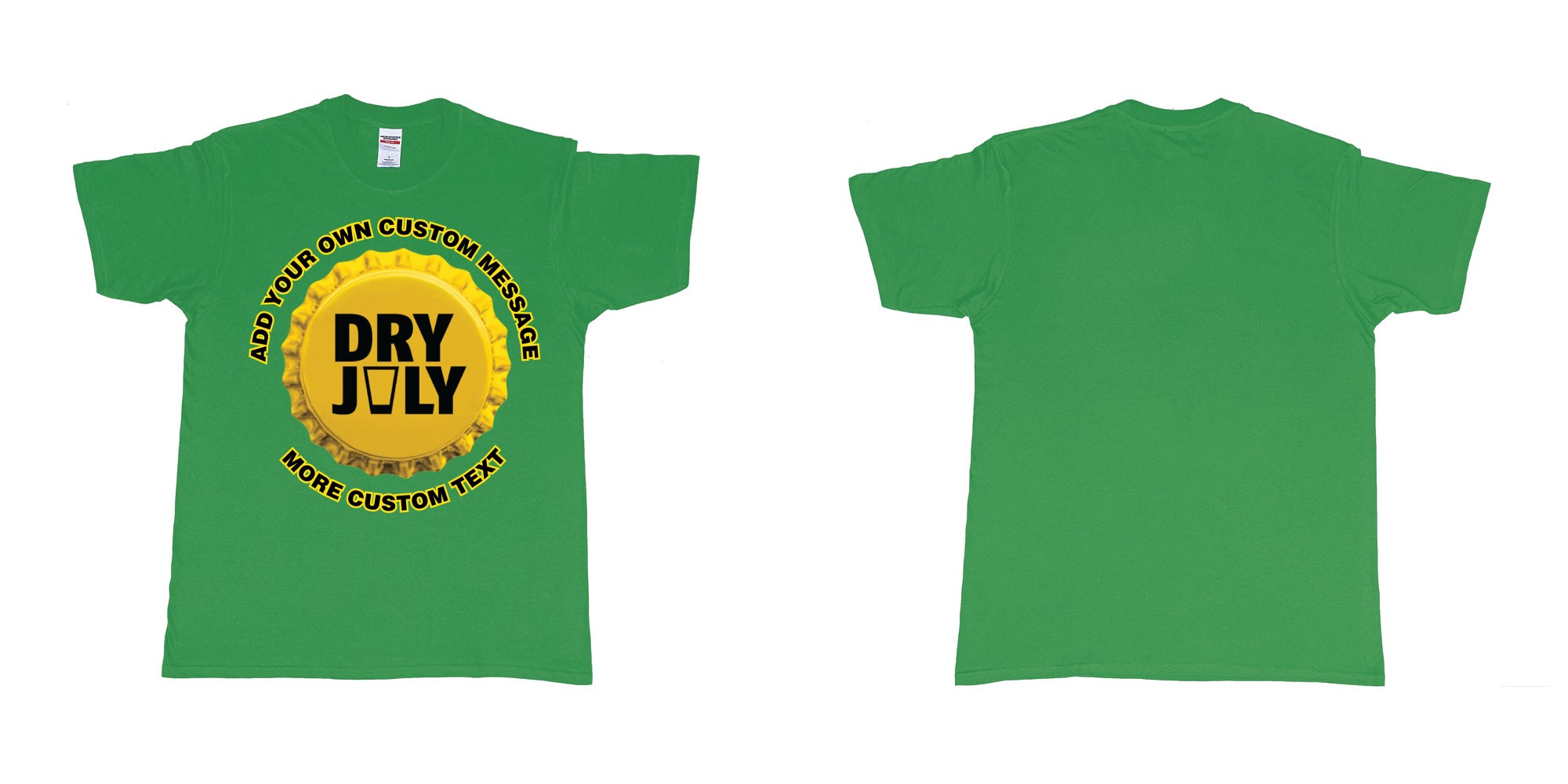 Custom tshirt design  in fabric color irish-green choice your own text made in Bali by The Pirate Way