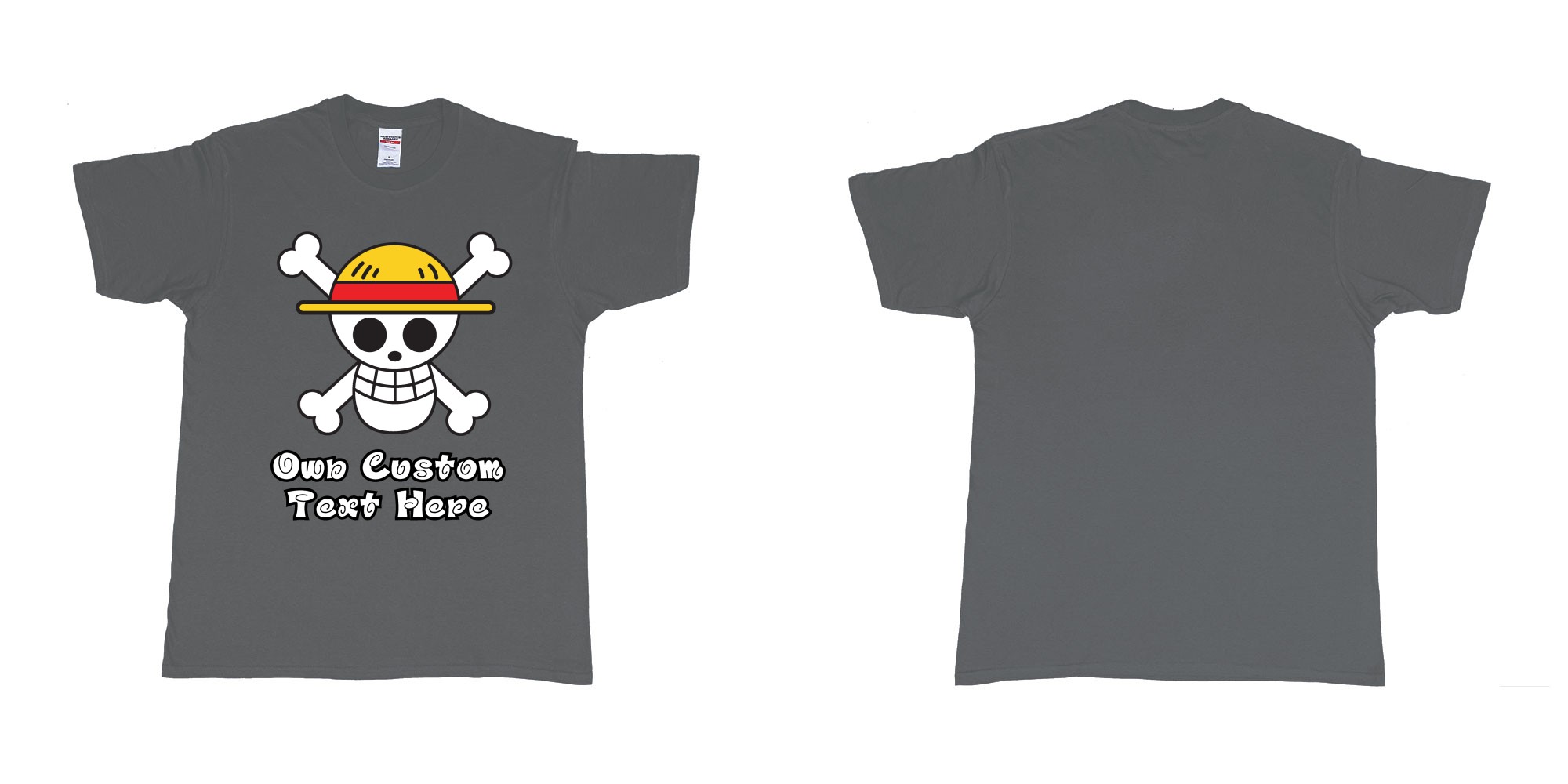 Custom tshirt design  in fabric color charcoal choice your own text made in Bali by The Pirate Way