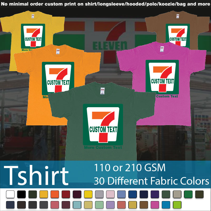 7 Eleven Custom Logo Own Print Text Bali Roundneck Tshirt Samples On Demand Printing Bali