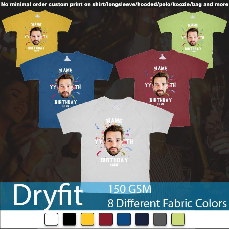 Add Own Picture Custom Face Confetti Name Year Th Birthday Bash Crew Bali Tshirt Print Dryfit Tshirts Samples On Demand Printing Bali