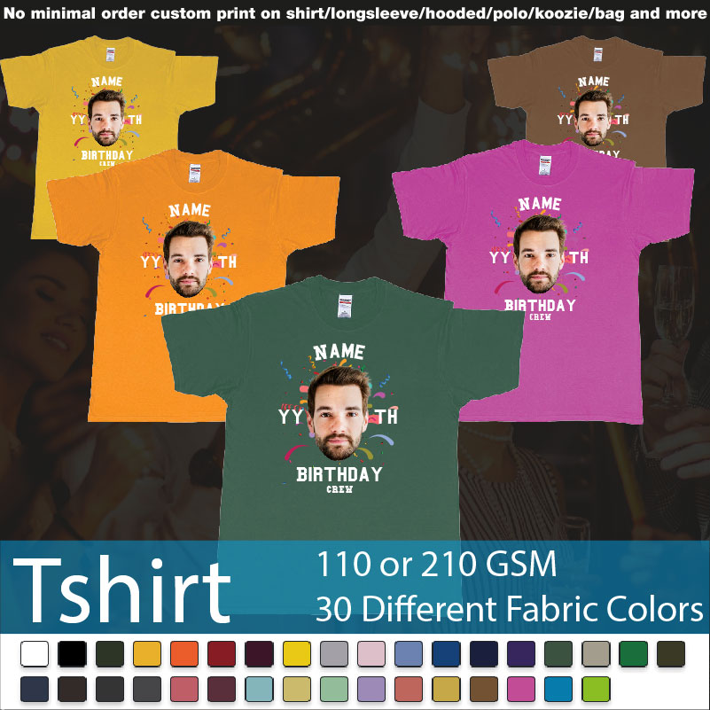 Add Own Picture Custom Face Confetti Name Year Th Birthday Bash Crew Bali Tshirt Print Roundneck Tshirt Samples On Demand Printing Bali