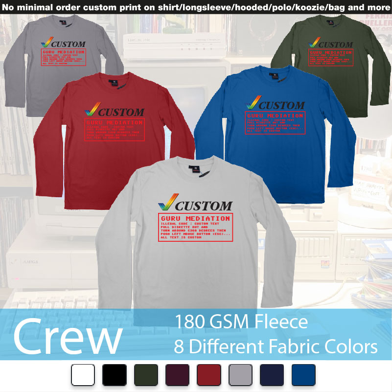 Amiga Guru Mediation Logo All Custom Text Print Crewneck Long Sleeved Sweatshirt Sweatshirt On Demand Printing Bali