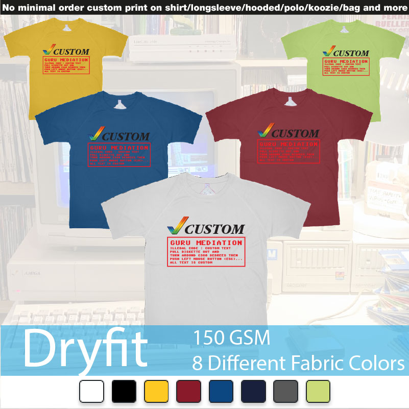 Amiga Guru Mediation Logo All Custom Text Print Dryfit Tshirts Samples On Demand Printing Bali