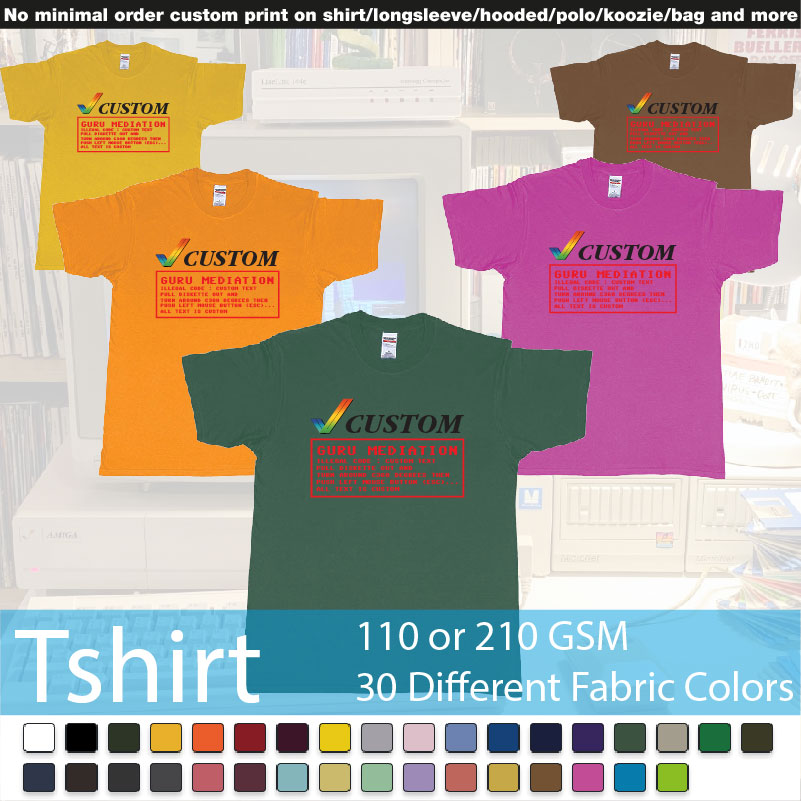 Amiga Guru Mediation Logo All Custom Text Print Roundneck Tshirt Samples On Demand Printing Bali