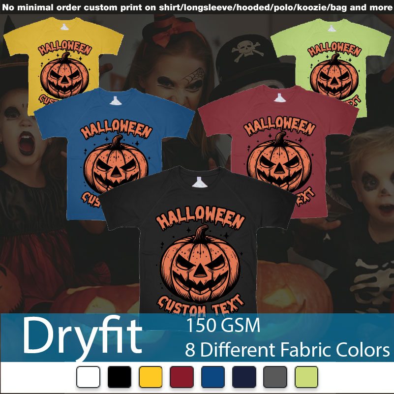 Halloween Pumpkin Scary Custom Own Text Bali Dryfit Tshirts Samples On Demand Printing Bali