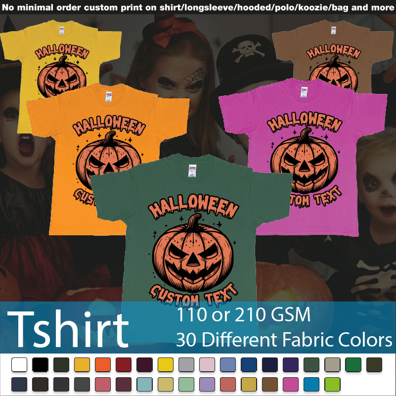 Halloween Pumpkin Scary Custom Own Text Bali Roundneck Tshirt Samples On Demand Printing Bali