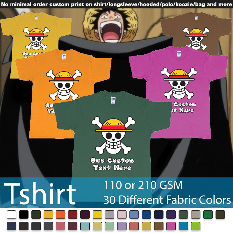 Jolly Roger Of The Straw Hat Pirates One Piece Custom Print Roundneck Tshirt Samples On Demand Printing Bali