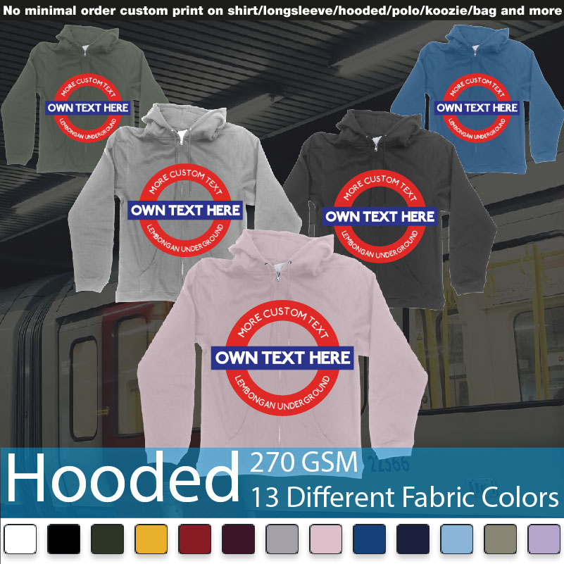 London Underground Logo Custom Design Hooded Samples On Demand Printing Bali