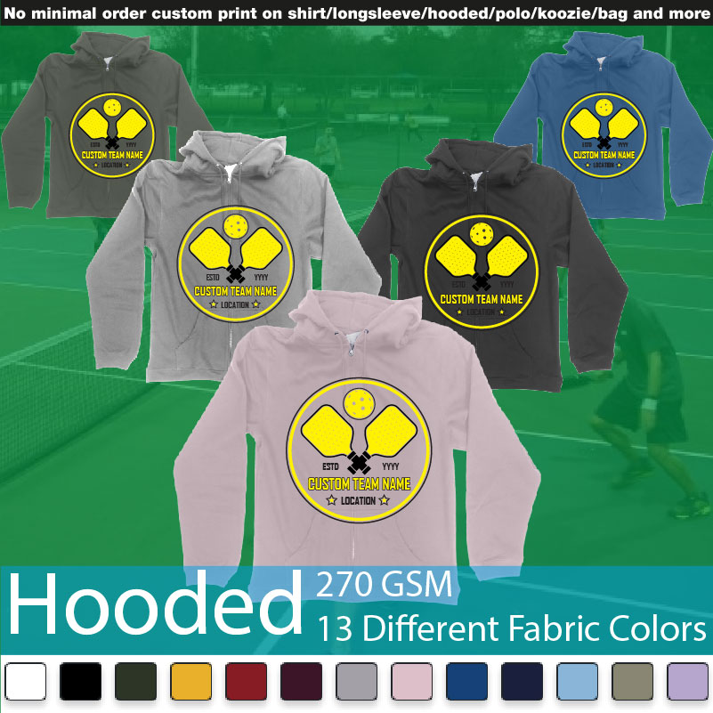 Pickleball Club Team Own Custom Design Print Bali Hooded Samples On Demand Printing Bali