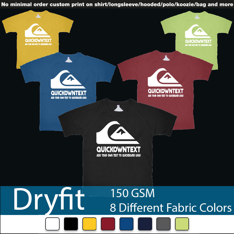 Quiksilver Bali Surf Logo Wave Add Own Text Printing Dryfit Tshirts Samples On Demand Printing Bali