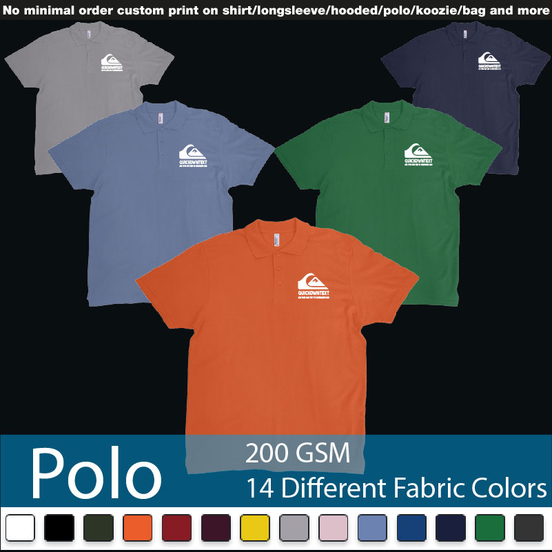 Quiksilver Bali Surf Logo Wave Add Own Text Printing Polo Shirts Samples On Demand Printing Bali