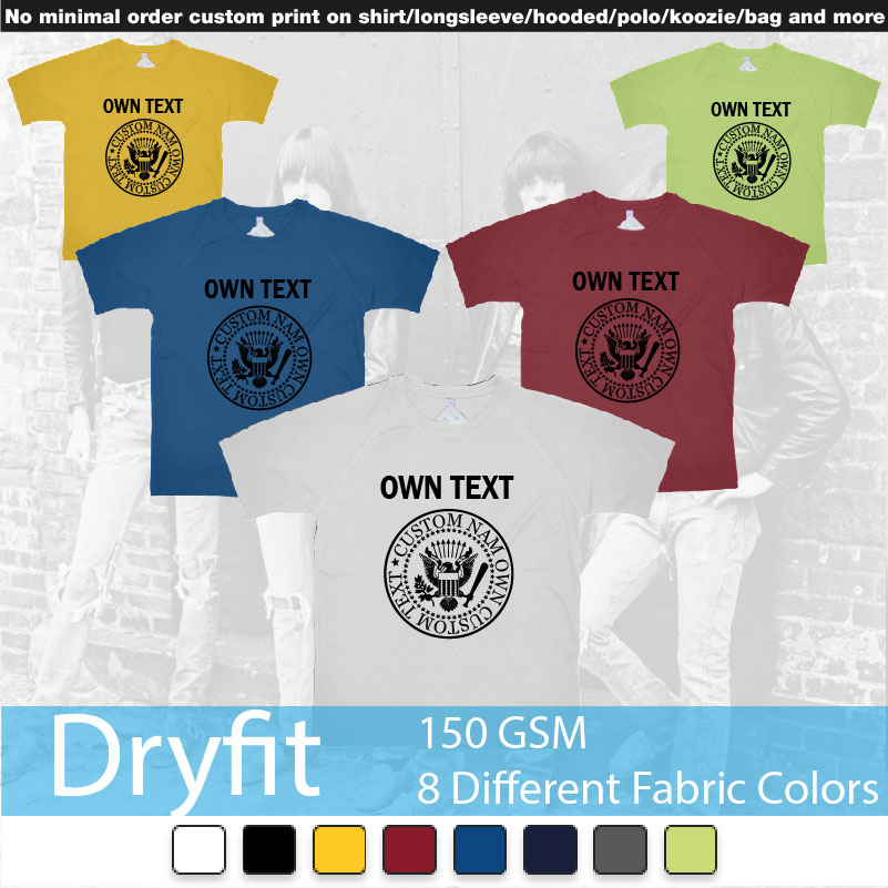 Ramones Eagle Logo Custom Own Text Names Dryfit Tshirts Samples On Demand Printing Bali