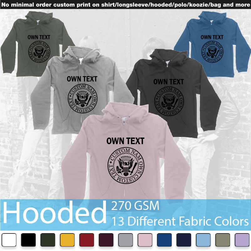 Ramones Eagle Logo Custom Own Text Names Hooded Samples On Demand Printing Bali