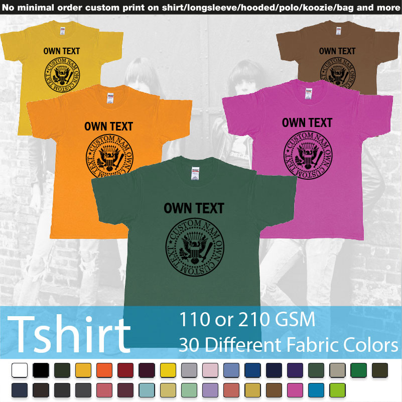Ramones Eagle Logo Custom Own Text Names Roundneck Tshirt Samples On Demand Printing Bali