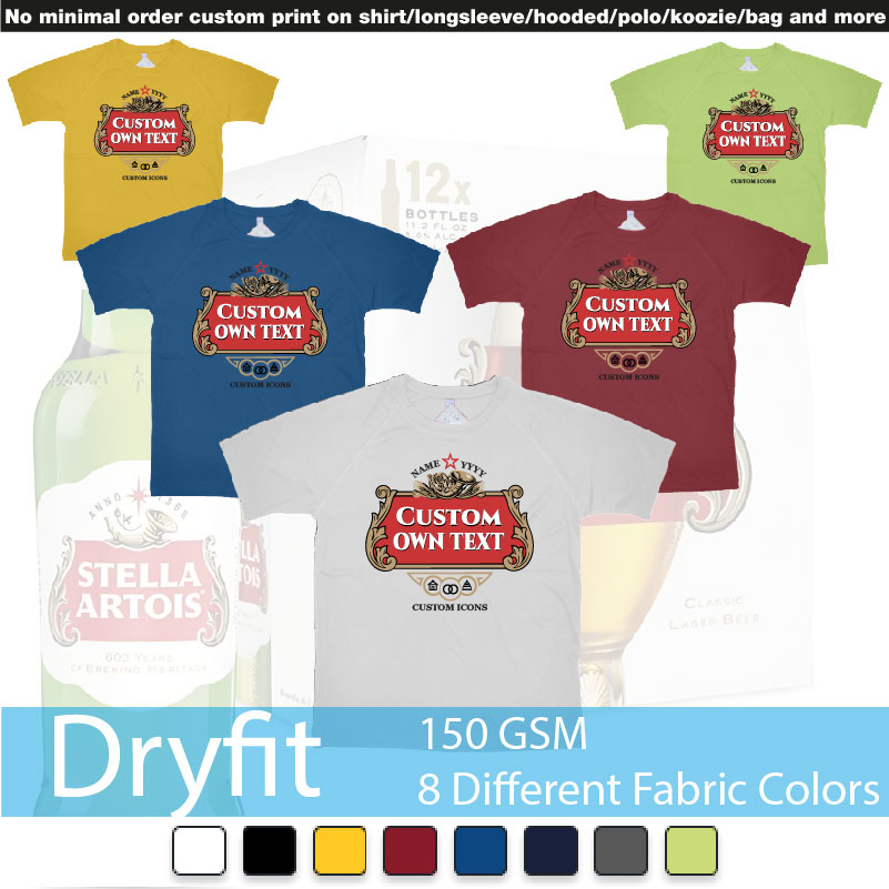 Stella Artois Logo Custom Icons Text Design Dryfit Tshirts Samples On Demand Printing Bali