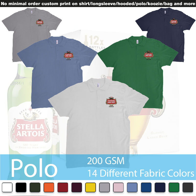 Stella Artois Logo Custom Icons Text Design Polo Shirts Samples On Demand Printing Bali