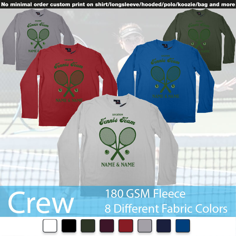 Tennis Team Club  Logo Design Custom Names Crewneck Long Sleeved Sweatshirt Sweatshirt On Demand Printing Bali