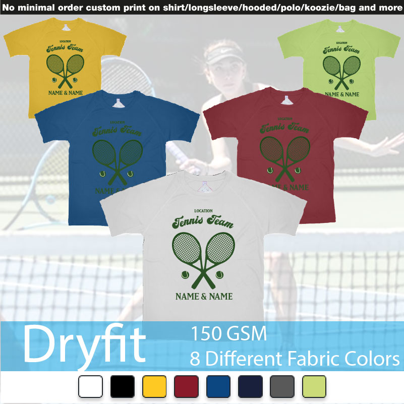 Tennis Team Club  Logo Design Custom Names Dryfit Tshirts Samples On Demand Printing Bali
