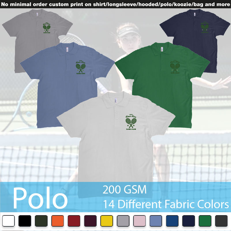 Tennis Team Club  Logo Design Custom Names Polo Shirts Samples On Demand Printing Bali