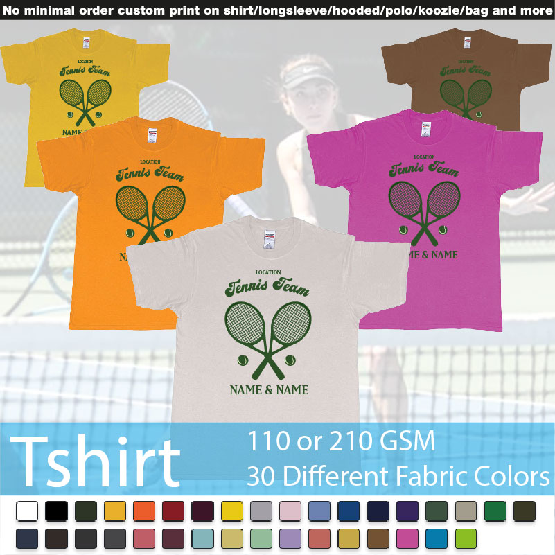 Tennis Team Club  Logo Design Custom Names Roundneck Tshirt Samples On Demand Printing Bali
