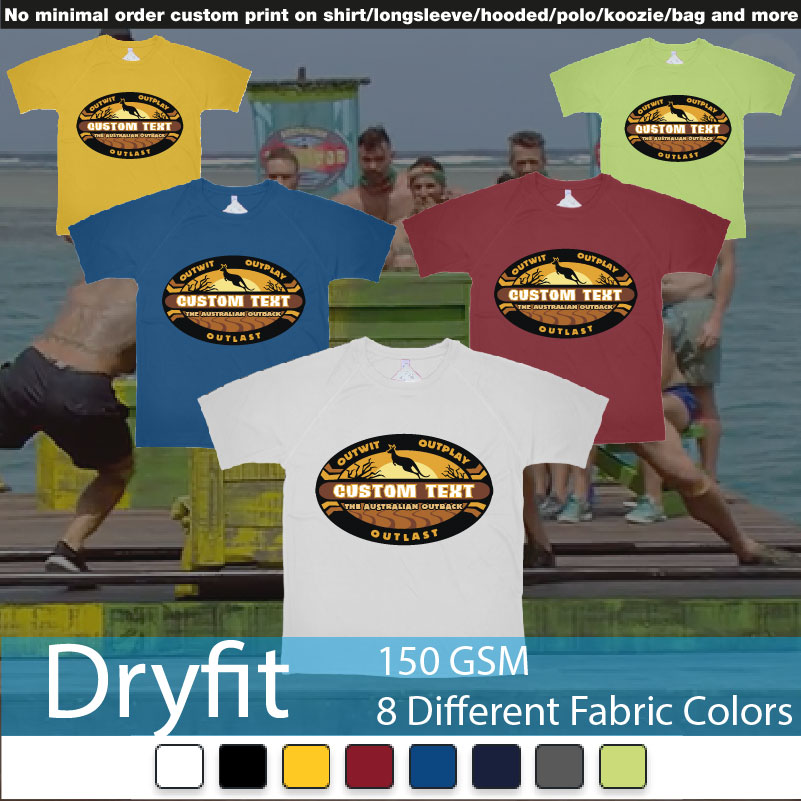 The Australian Outback Survivor Logo All Own Dryfit Tshirts Samples On Demand Printing Bali