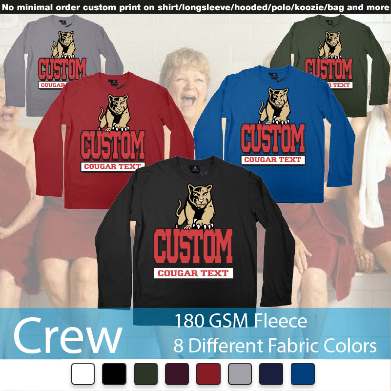 University Of Houston Cougars Logo Custom Text Printing Bali Crewneck Long Sleeved Sweatshirt Sweatshirt On Demand Printing Bali