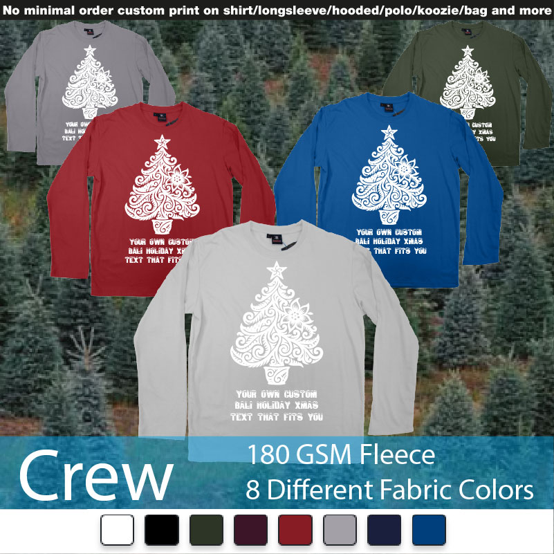 Xmas Tree Tribal Add Own Custom Text Tshirt Print Bali Crewneck Long Sleeved Sweatshirt Sweatshirt On Demand Printing Bali