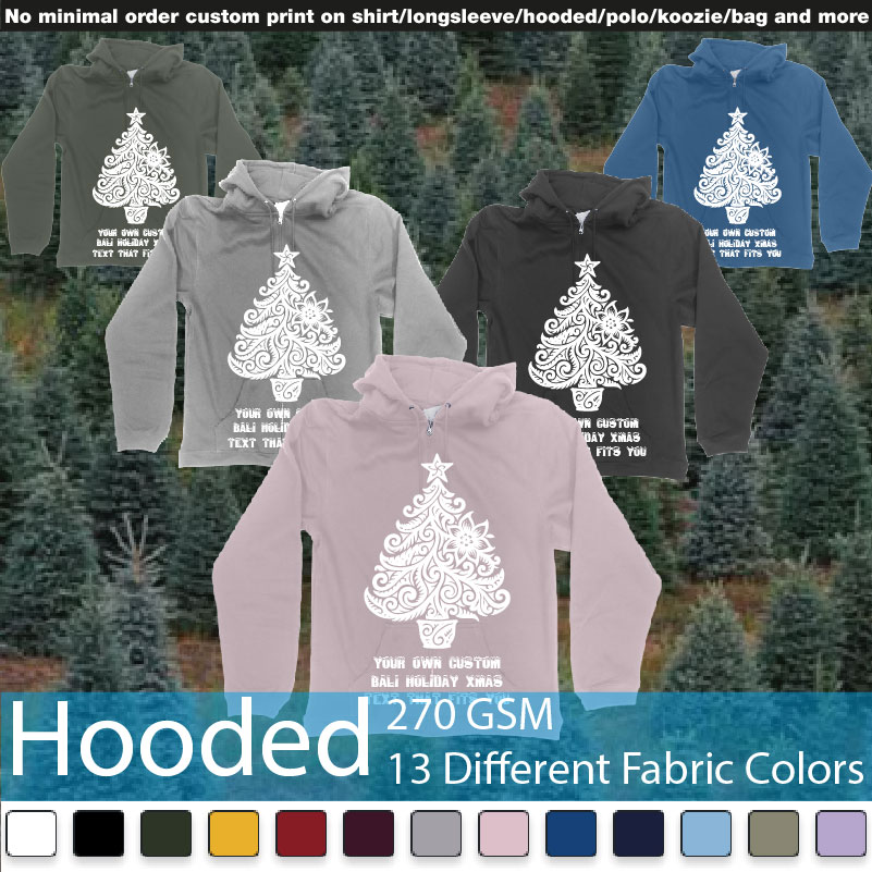 Xmas Tree Tribal Add Own Custom Text Tshirt Print Bali Hooded Samples On Demand Printing Bali
